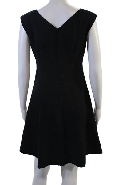 Nanette Lepore Women A-Line Black V-Neck Sleeveless Knee-Length Dress Size 4