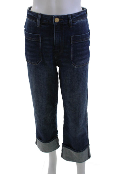 KUT from the Kloth Womens Boyfriend Cropped Jeans Dark Blue Mid Rise Size 00