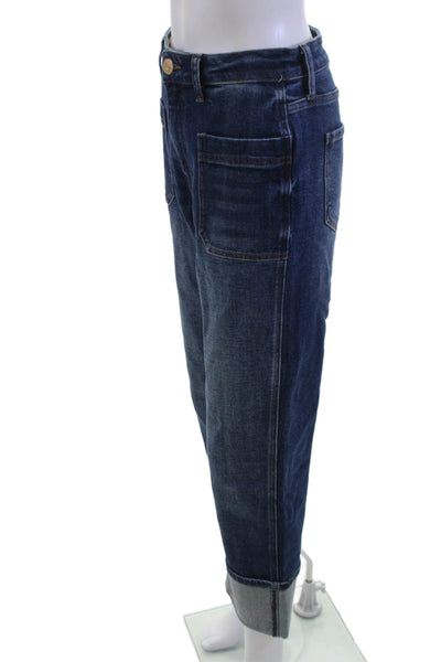 KUT from the Kloth Womens Boyfriend Cropped Jeans Dark Blue Mid Rise Size 00