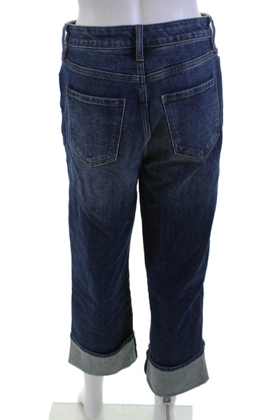 KUT from the Kloth Womens Boyfriend Cropped Jeans Dark Blue Mid Rise Size 00