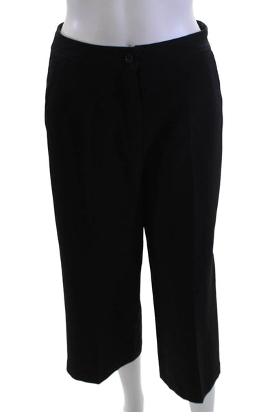 Toccin Womens Cropped Dress Pants Solid Black Button Polyester Blend Size 2