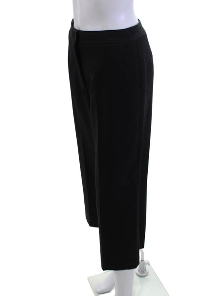 Toccin Womens Cropped Dress Pants Solid Black Button Polyester Blend Size 2