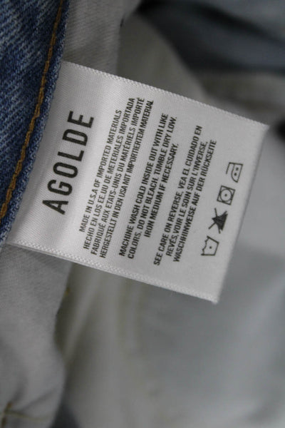 Agolde Womens Cropped Straight High Rise Jeans Light Blue Size 27
