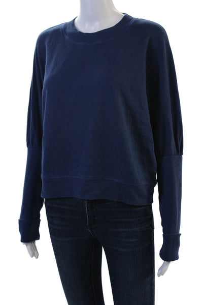 Leallo Women Pullover Sweatshirt Dark Blue Cotton Size S