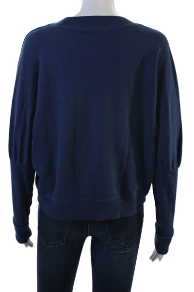 Leallo Women Pullover Sweatshirt Dark Blue Cotton Size S