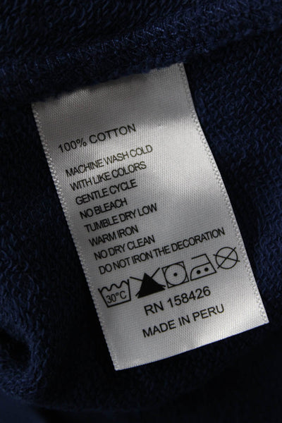 Leallo Women Pullover Sweatshirt Dark Blue Cotton Size S