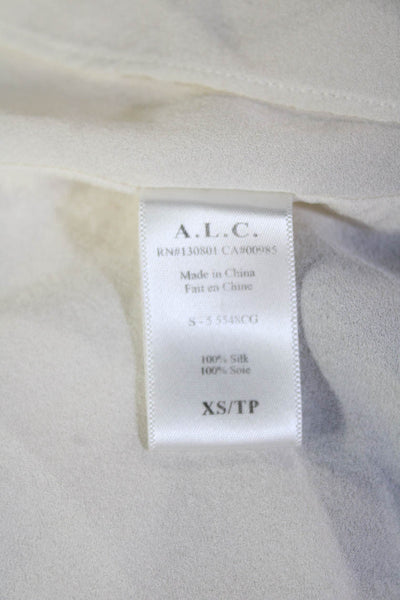 A.L.C. Womens White Silk High Neck Long Sleeve Blouse Size XS
