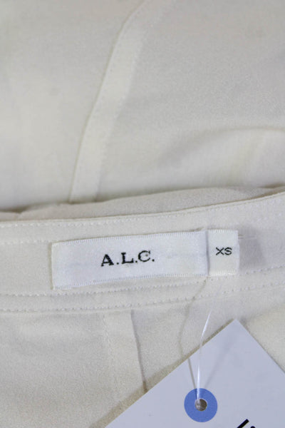 A.L.C. Womens White Silk High Neck Long Sleeve Blouse Size XS