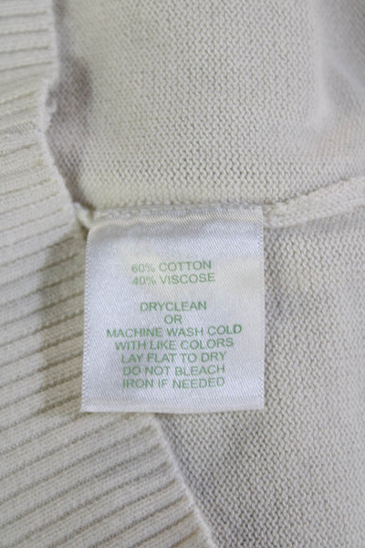 Designer Pullover Sweater White Crew Neck Long Sleeve Size XS