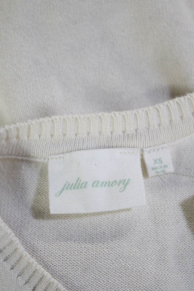 Designer Pullover Sweater White Crew Neck Long Sleeve Size XS