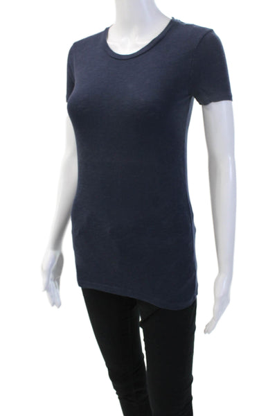 J Crew Women Basic Dark Blue Cotton Crew Neck Short Sleeve T-Shirt Size 2XS