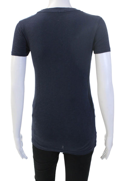 J Crew Women Basic Dark Blue Cotton Crew Neck Short Sleeve T-Shirt Size 2XS