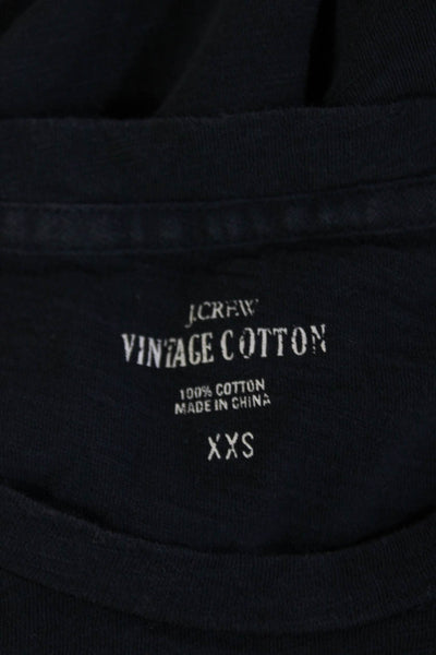 J Crew Women Basic Dark Blue Cotton Crew Neck Short Sleeve T-Shirt Size 2XS