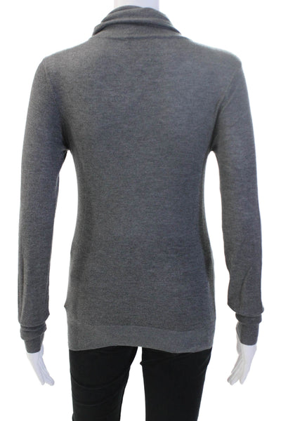 Zara Knit Women Gray Mock Neck Pullover Modal Wool Blend Long Sleeve Size S