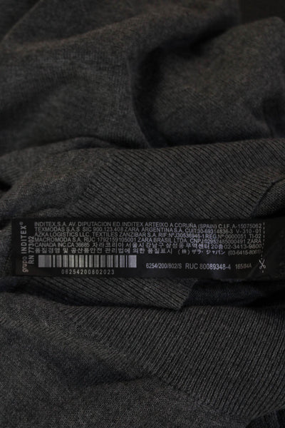 Zara Knit Women Gray Mock Neck Pullover Modal Wool Blend Long Sleeve Size S