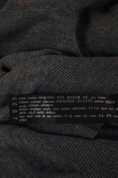 Zara Knit Women Gray Mock Neck Pullover Modal Wool Blend Long Sleeve Size S