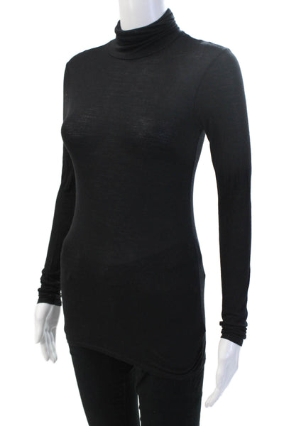 ATM Women Black Turtleneck Tunic Long Sleeve Modal Top Size XS