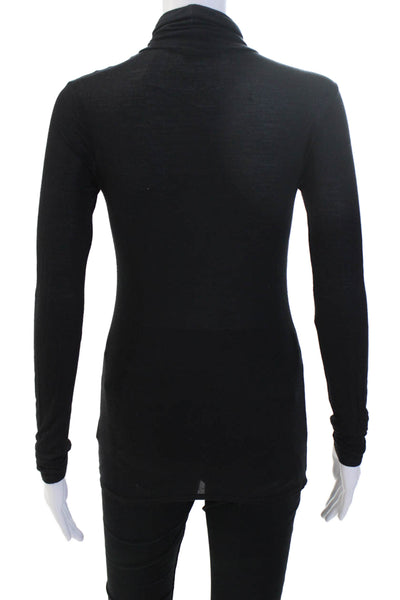 ATM Women Black Turtleneck Tunic Long Sleeve Modal Top Size XS