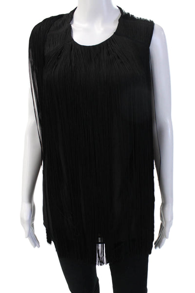 Rachel Zoe Women Bohemian Black Silk-Spandex Sleeveless Round Neck Top Size XS