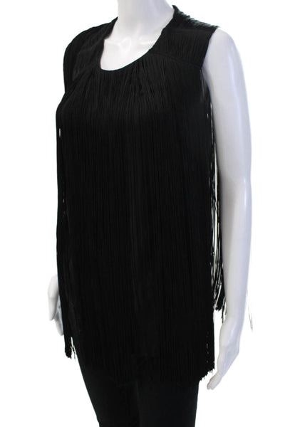 Rachel Zoe Women Bohemian Black Silk-Spandex Sleeveless Round Neck Top Size XS