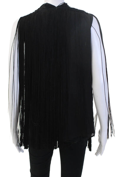 Rachel Zoe Women Bohemian Black Silk-Spandex Sleeveless Round Neck Top Size XS