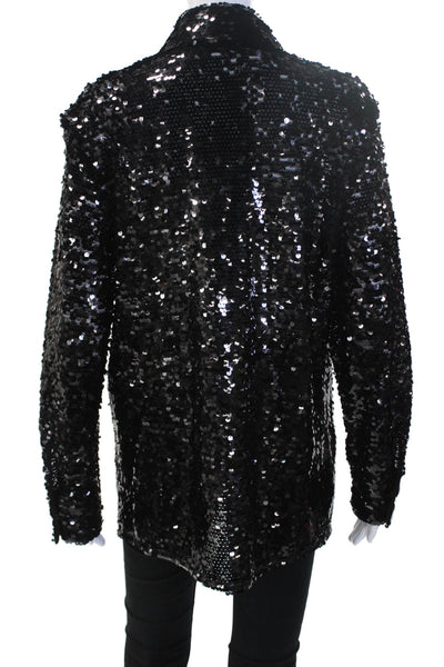 Zara Women Black Collared Long Sleeve Button-Up Blouse 100% Polyester Size S