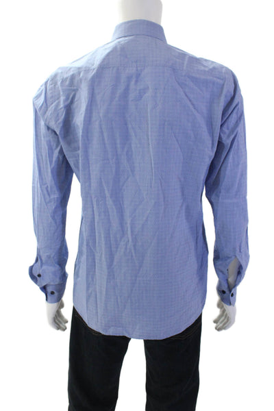 Boss Hugo Boss Mens Spotted Print Collared Button-Down Shirt Blue Size 39