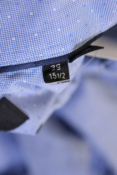 Boss Hugo Boss Mens Spotted Print Collared Button-Down Shirt Blue Size 39