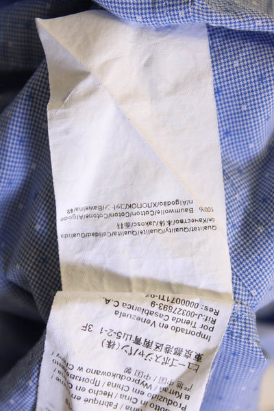 Boss Hugo Boss Mens Spotted Print Collared Button-Down Shirt Blue Size 39