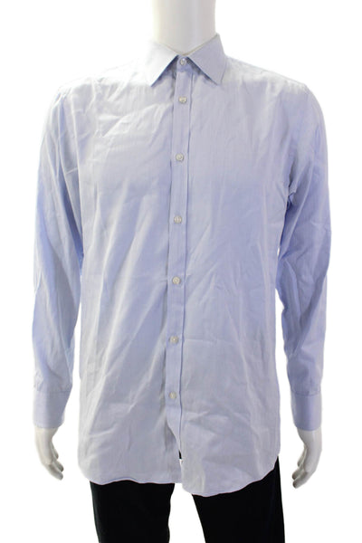 Boss Hugo Boss Mens Collared Long Sleeve Button-Down Shirt Blue Size 32