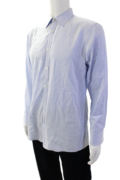 Boss Hugo Boss Mens Collared Long Sleeve Button-Down Shirt Blue Size 32