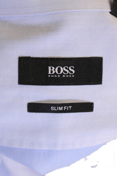 Boss Hugo Boss Mens Collared Long Sleeve Button-Down Shirt Blue Size 32
