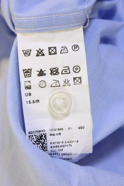 Boss Hugo Boss Mens Collared Long Sleeve Button-Down Shirt Blue Size 32