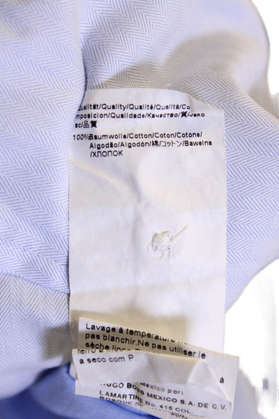 Boss Hugo Boss Mens Collared Long Sleeve Button-Down Shirt Blue Size 32