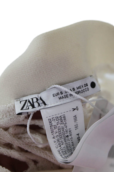 Zara Women Maxi Skirt Beige Geometric Cotton Long Size S