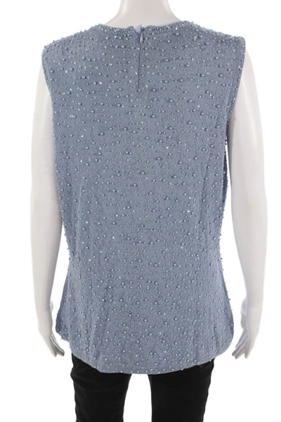 Vie Women Tunic Sleeveless Crew Neck Blue 100% Spunsilk Hook & Eye Size 1X
