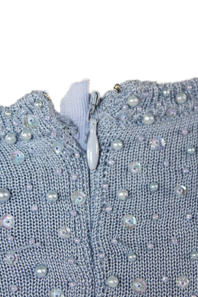 Vie Women Tunic Sleeveless Crew Neck Blue 100% Spunsilk Hook & Eye Size 1X