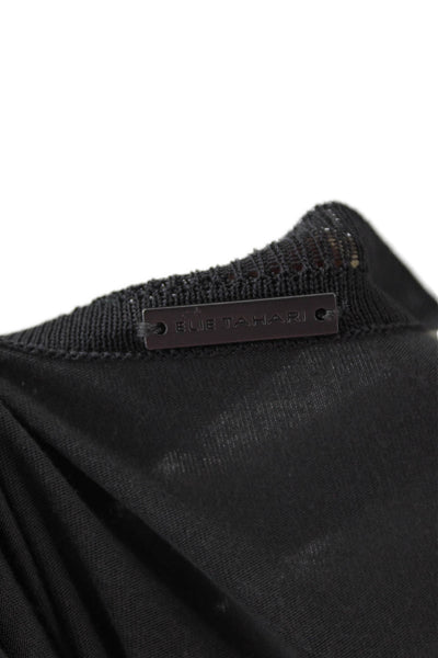 Elie Tahari Women Striped Dark Gray Cotton-Blend Sleeveless Basic Tank Size L