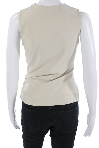 Zara Women Sleeveless Tank Top Beige Crew Drawstring Size M