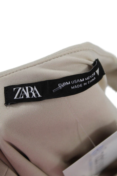 Zara Women Sleeveless Tank Top Beige Crew Drawstring Size M