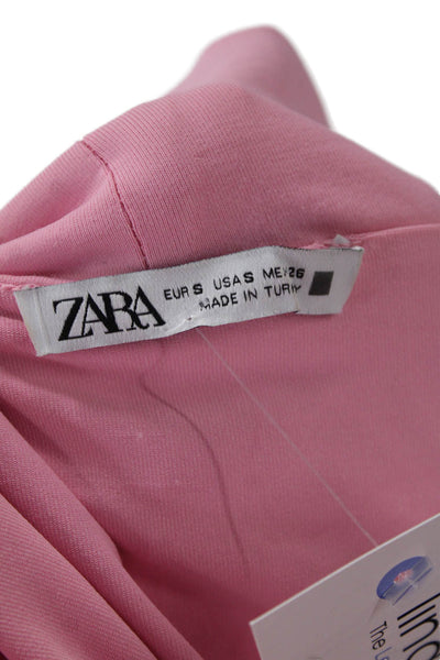 Zara Women Pink Long Sleeve Blouse Polyester Blend Size S