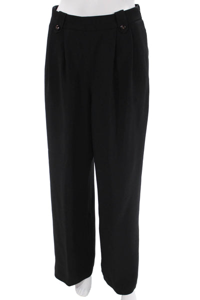 Sezane Women Black Dress Pants Button Acetate Viscose Size 6