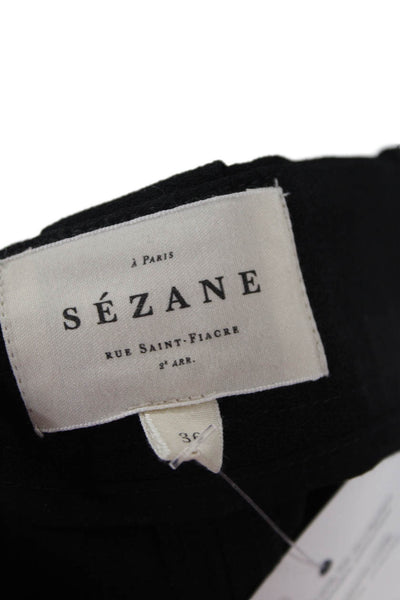 Sezane Women Black Dress Pants Button Acetate Viscose Size 6