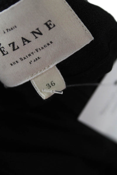 Sezane Women Black Dress Pants Button Acetate Viscose Size 6