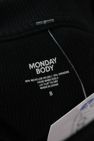 Monday Active Women Cropped T-Shirt Black Crew Neck Short Sleeve Size S