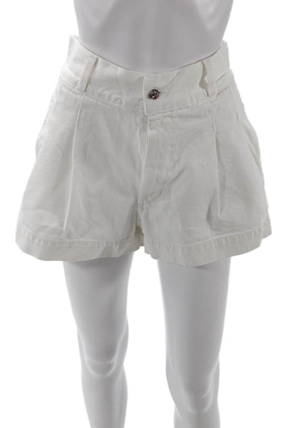 Edwin Unisex White 100% Cotton Beach Solid Button Shorts Size 25