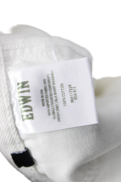 Edwin Unisex White 100% Cotton Beach Solid Button Shorts Size 25