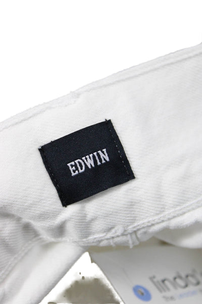 Edwin Unisex White 100% Cotton Beach Solid Button Shorts Size 25