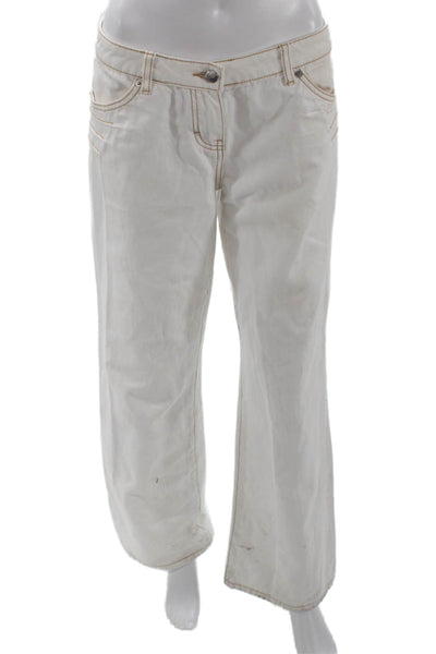 I. Am. Gia. Womens White Mid Rise Cotton Button Pants Size S