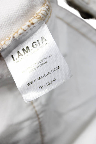 I. Am. Gia. Womens White Mid Rise Cotton Button Pants Size S